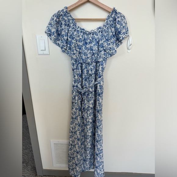 Rebecca Taylor Midi Silk Dress. Off the Shoulder size 6. - Picture 2 of 6